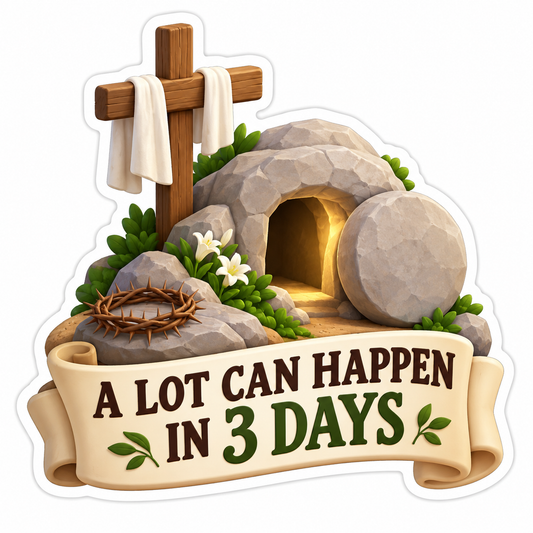A Lot Can Happen In 3 Days Cross Vinyl Sticker Decal