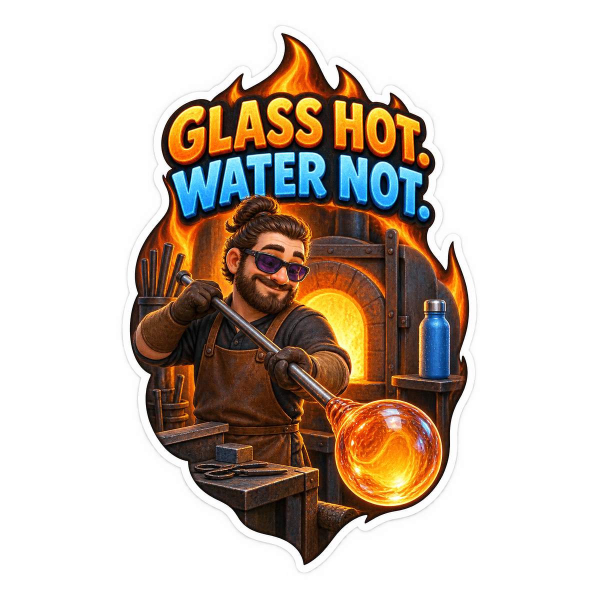 Glass Hot Water Not Glassblower Vinyl Sticker Decal