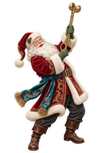 Santa Victorian Brass Candle Snuffer Scissors Vinyl Sticker Decal