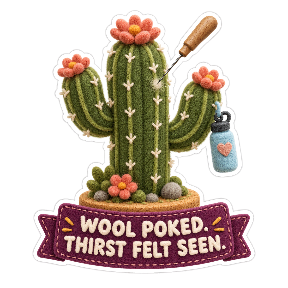 Wool Poked Vinyl Sticker Decal