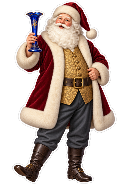 Santa Victorian Cobalt Glass Spill Vase Vinyl Sticker Decal