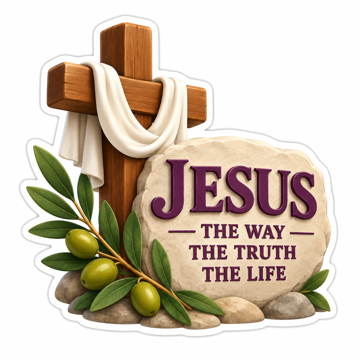 Jesus The Way The Truth The Life Plum Vinyl Sticker Decal