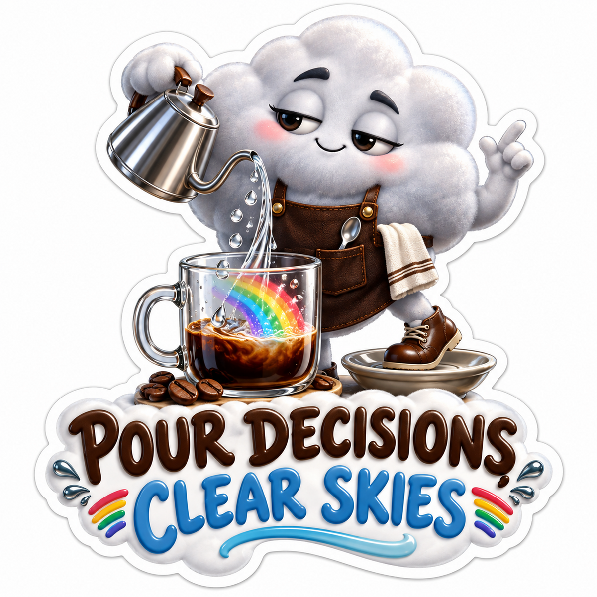 Pour Decisions Clear Skies Cloud Barista Vinyl Sticker Decal