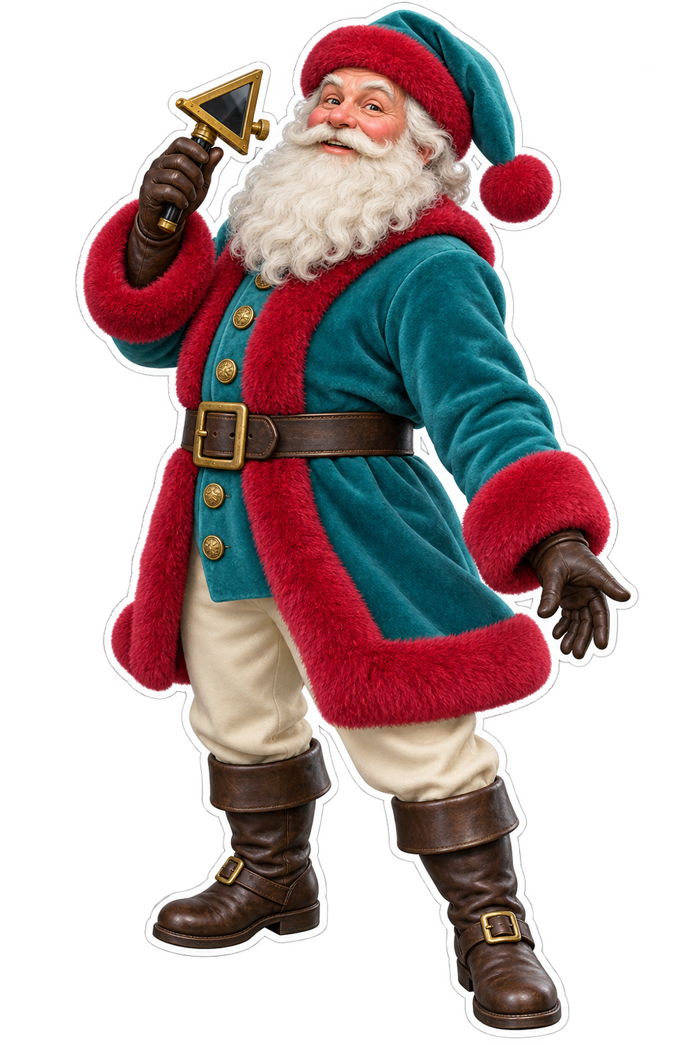 Santa Antique Brass Sextant Mirror Square Vinyl Sticker Decal