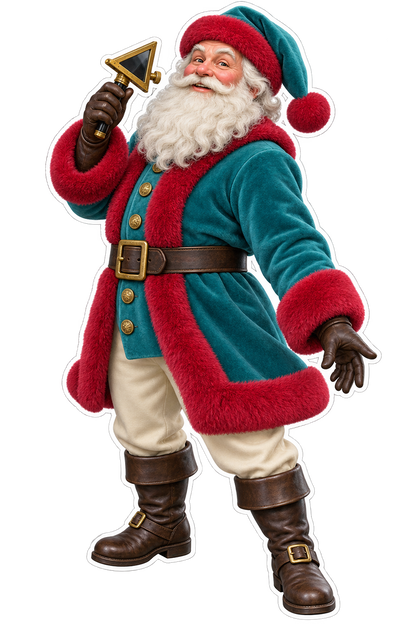 Santa Antique Brass Sextant Mirror Square Vinyl Sticker Decal