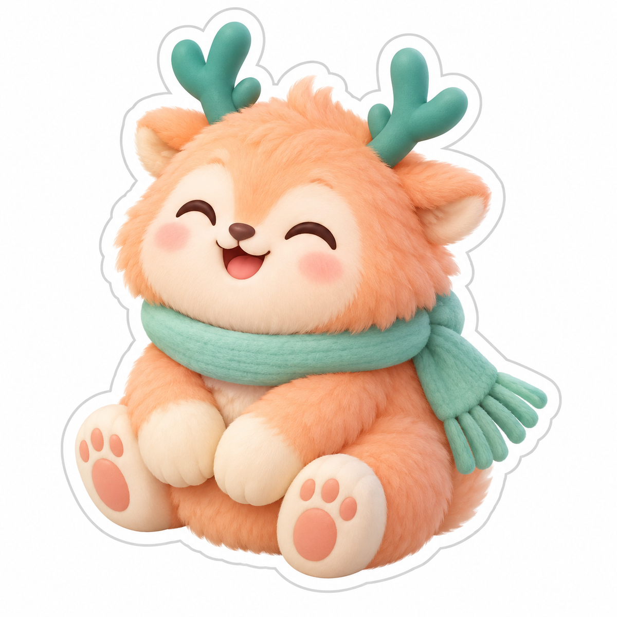 Round Peach-Furred Snow Creature Vinyl Sticker Decal