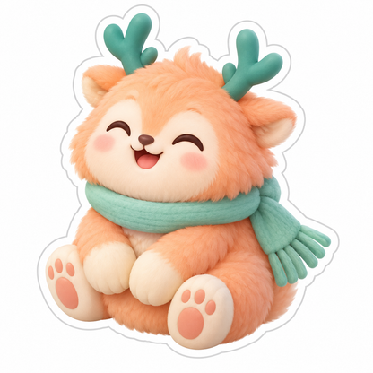 Round Peach-Furred Snow Creature Vinyl Sticker Decal