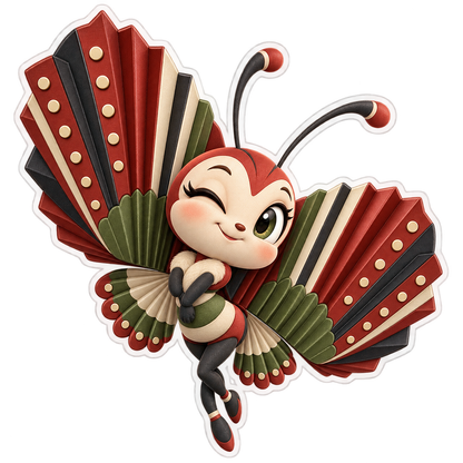 Accordion Fold Wink Butterfly Vinyl Sticker Decal