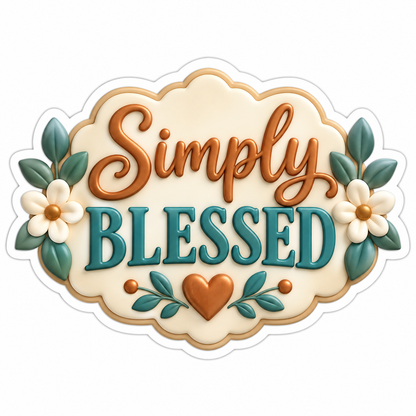Simply Blessed Copper Teal Vinyl Sticker Decal