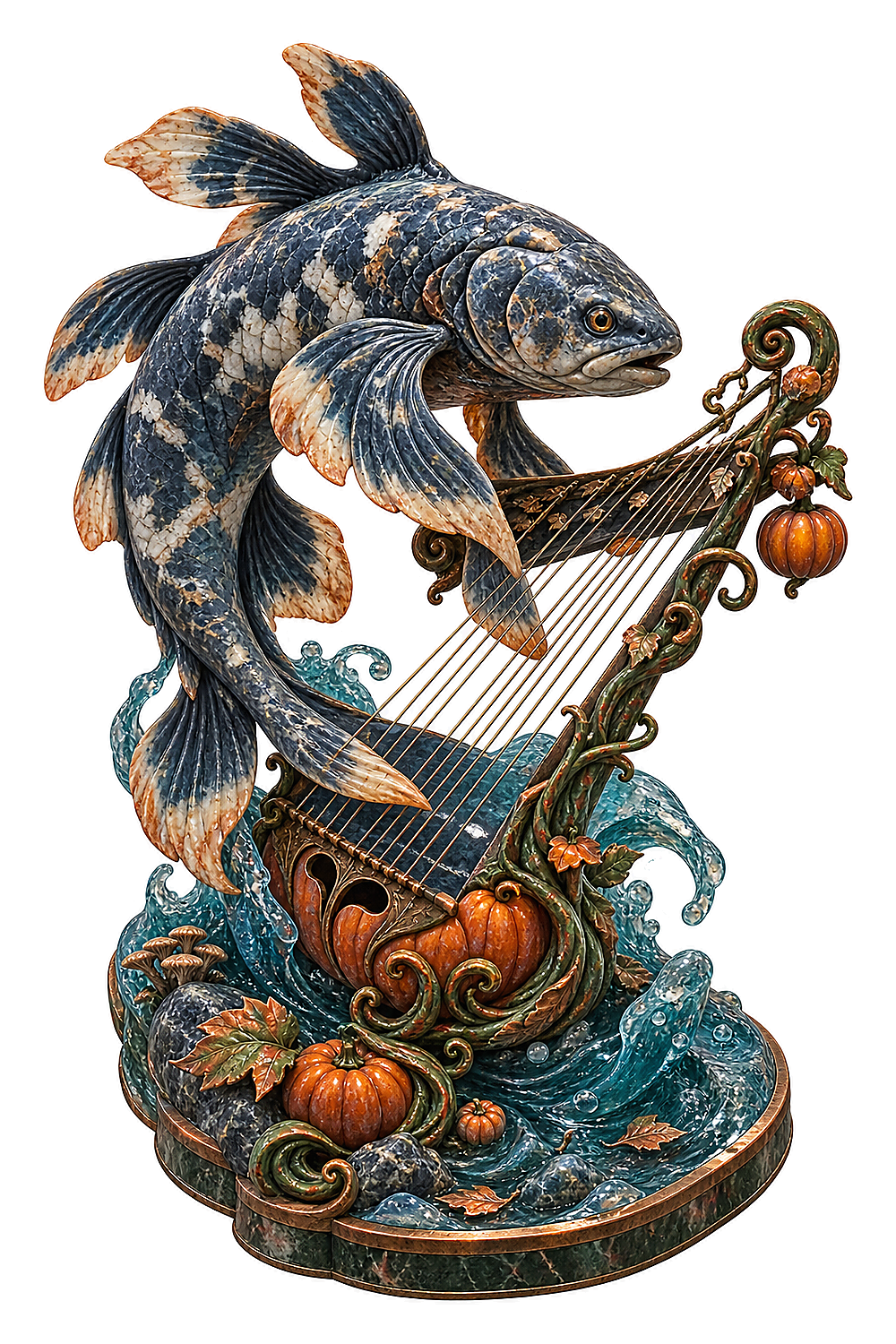 Marbled Coelacanth Pumpkin Coil Zither Player Vinyl Sticker Decal