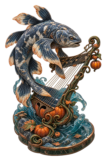 Marbled Coelacanth Pumpkin Coil Zither Player Vinyl Sticker Decal
