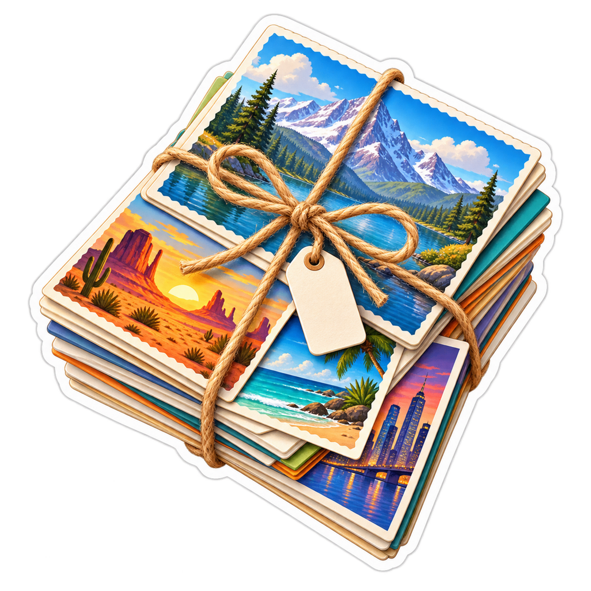 Pen Pal Travel Postcard Stack Vinyl Sticker Decal