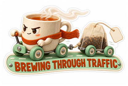 Brewing through Traffic Coffee Skateboard Vinyl Sticker Decal