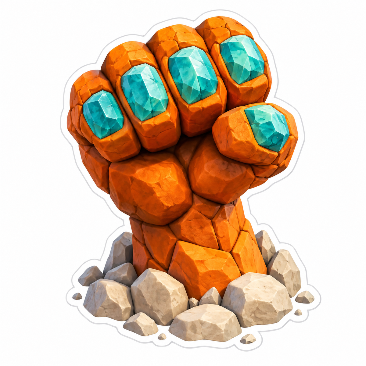 Orange Stone Giant Fist Vinyl Sticker Decal