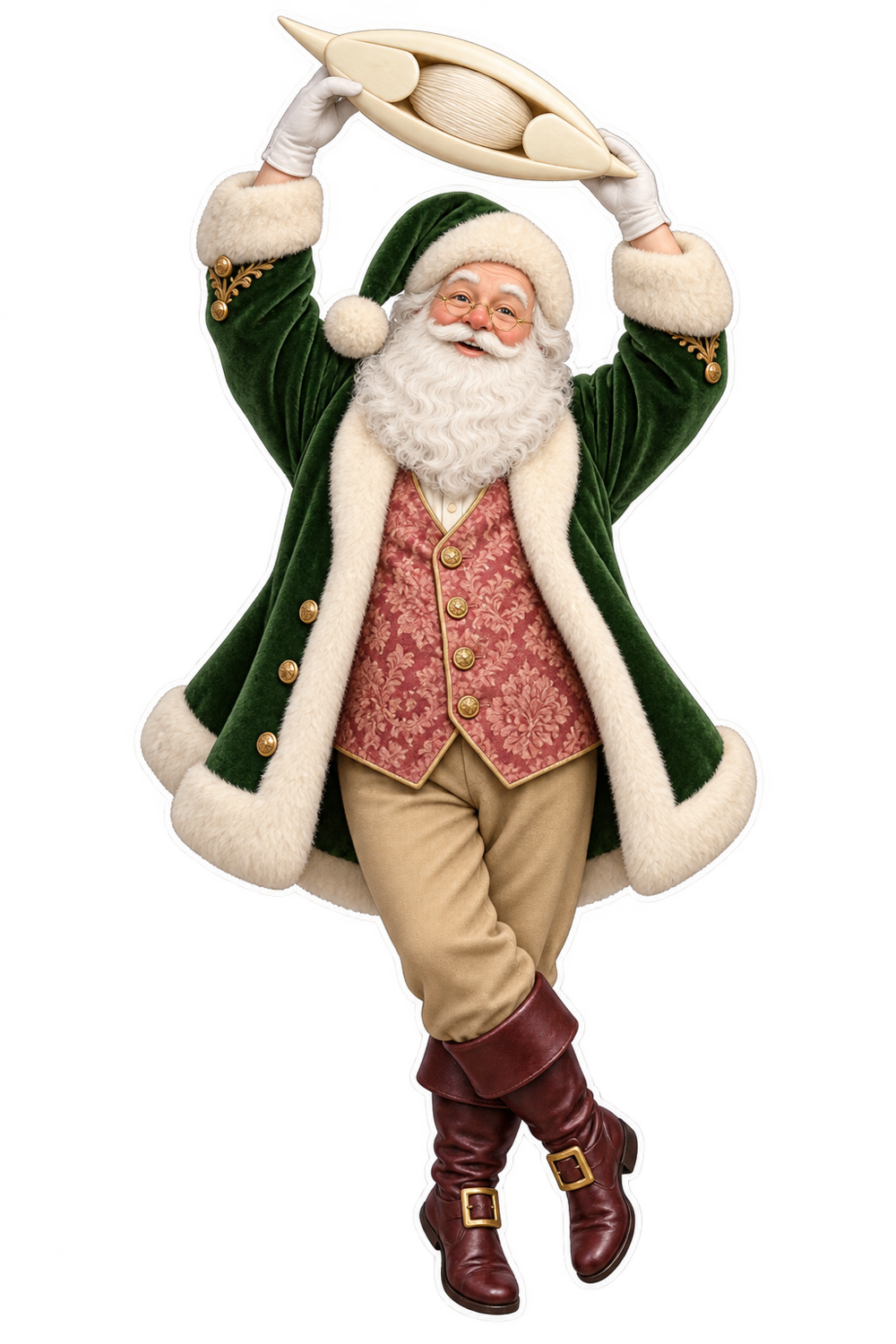 Santa Victorian Carved Bone Tatting Shuttle Vinyl Sticker Decal
