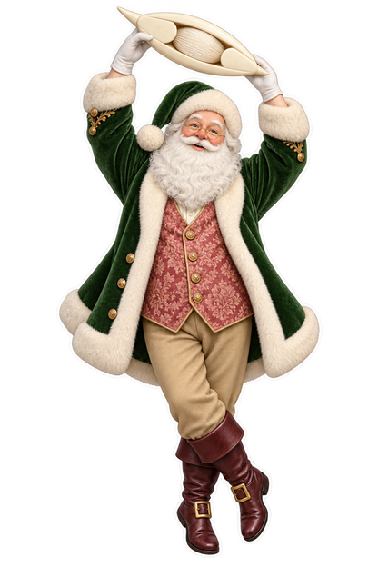 Santa Victorian Carved Bone Tatting Shuttle Vinyl Sticker Decal