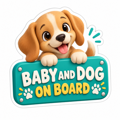 Baby And Dog On Board Vinyl Sticker Decal