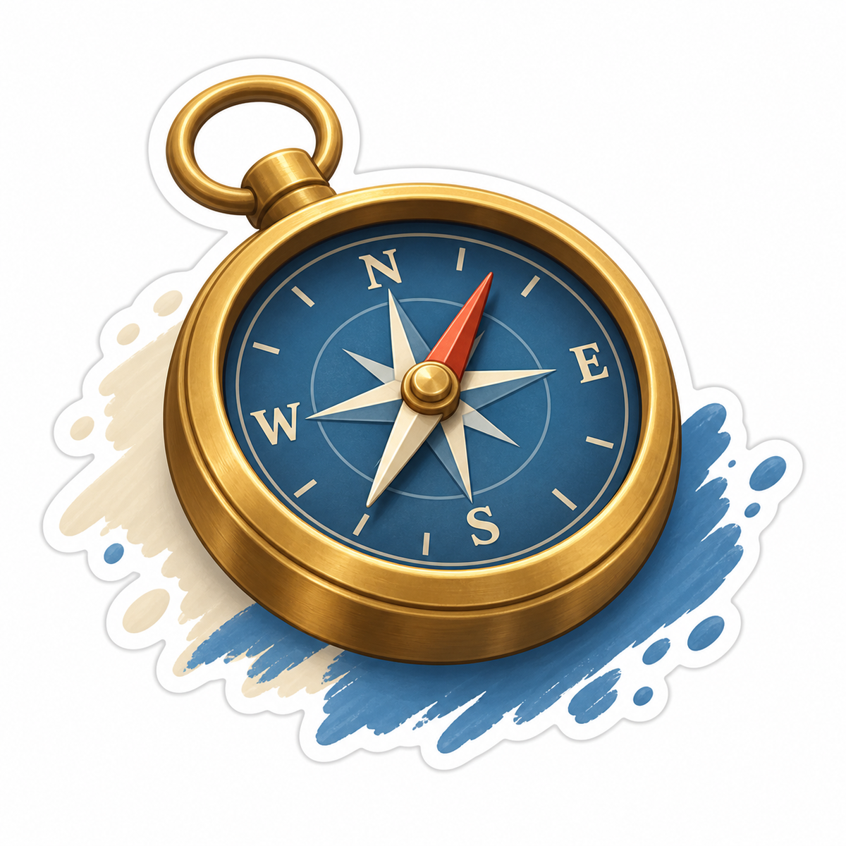 Round Brass Compass Vinyl Sticker Decal