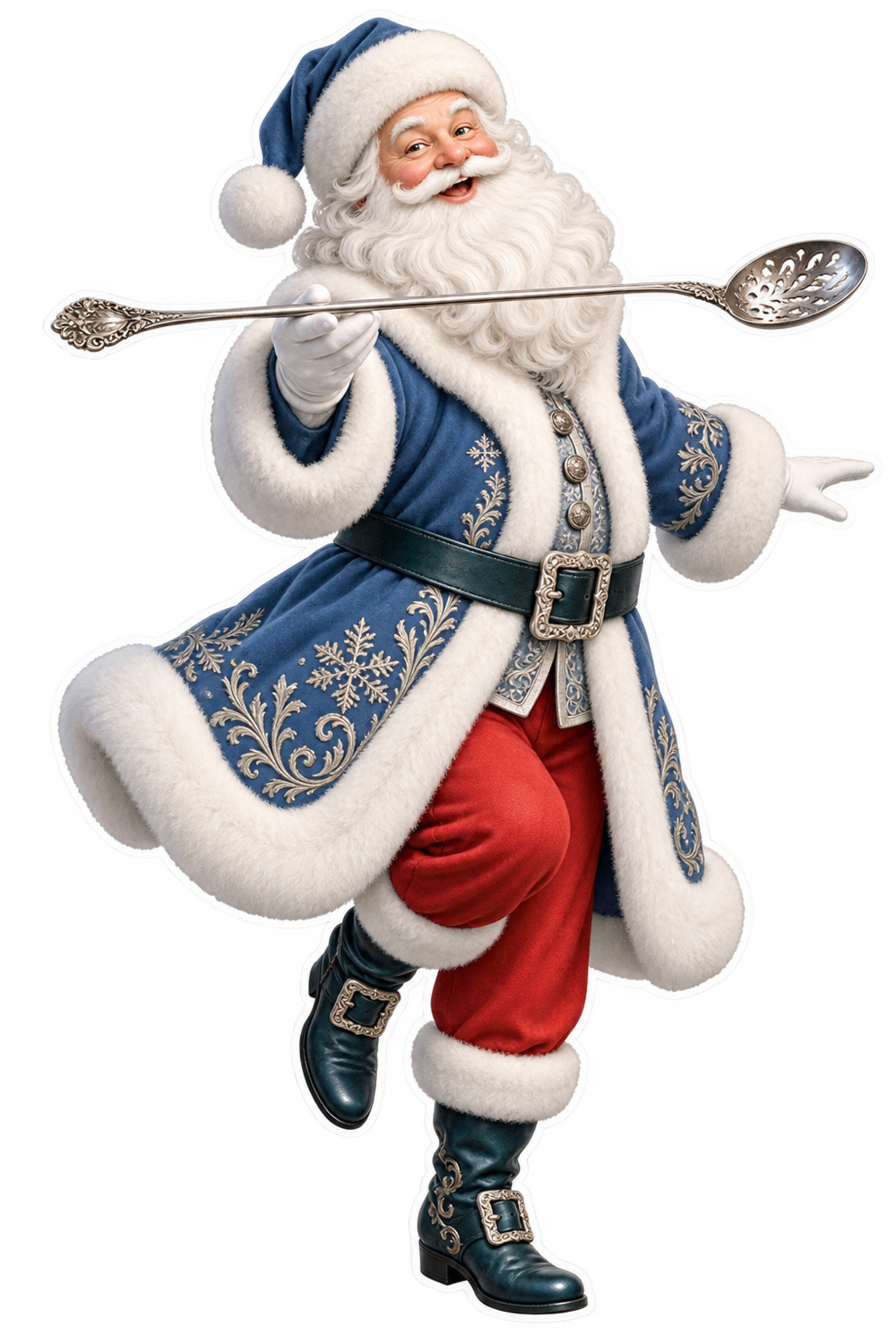 Santa Victorian Silver Olive Spoon Vinyl Sticker Decal