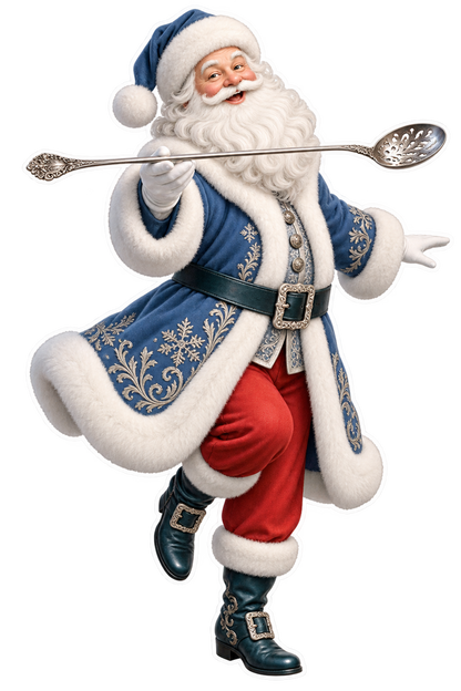 Santa Victorian Silver Olive Spoon Vinyl Sticker Decal