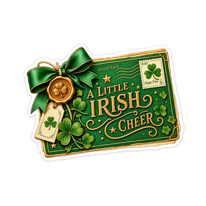 A Little Irish Cheer Green Gift Card Vinyl Sticker Decal