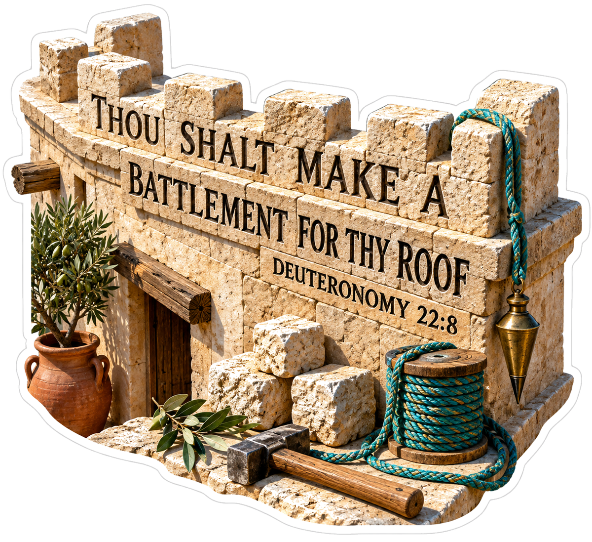 Bible Battlement Roof Deuteronomy 22 8 Vinyl Sticker Decal