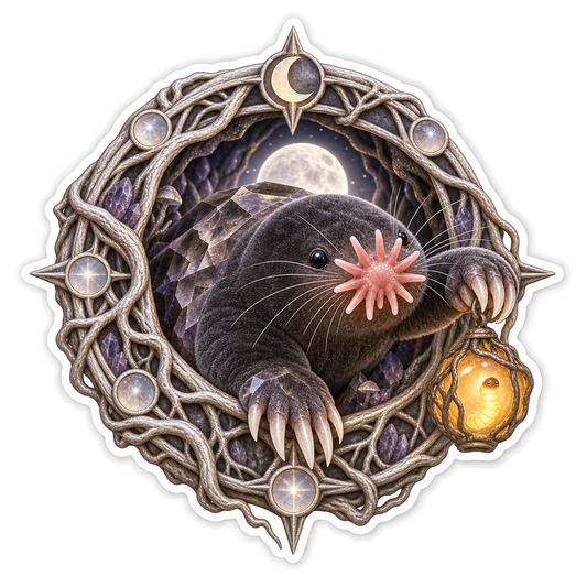 Smoky Quartz Star Nosed Mole Moon Compass Vinyl Sticker Decal