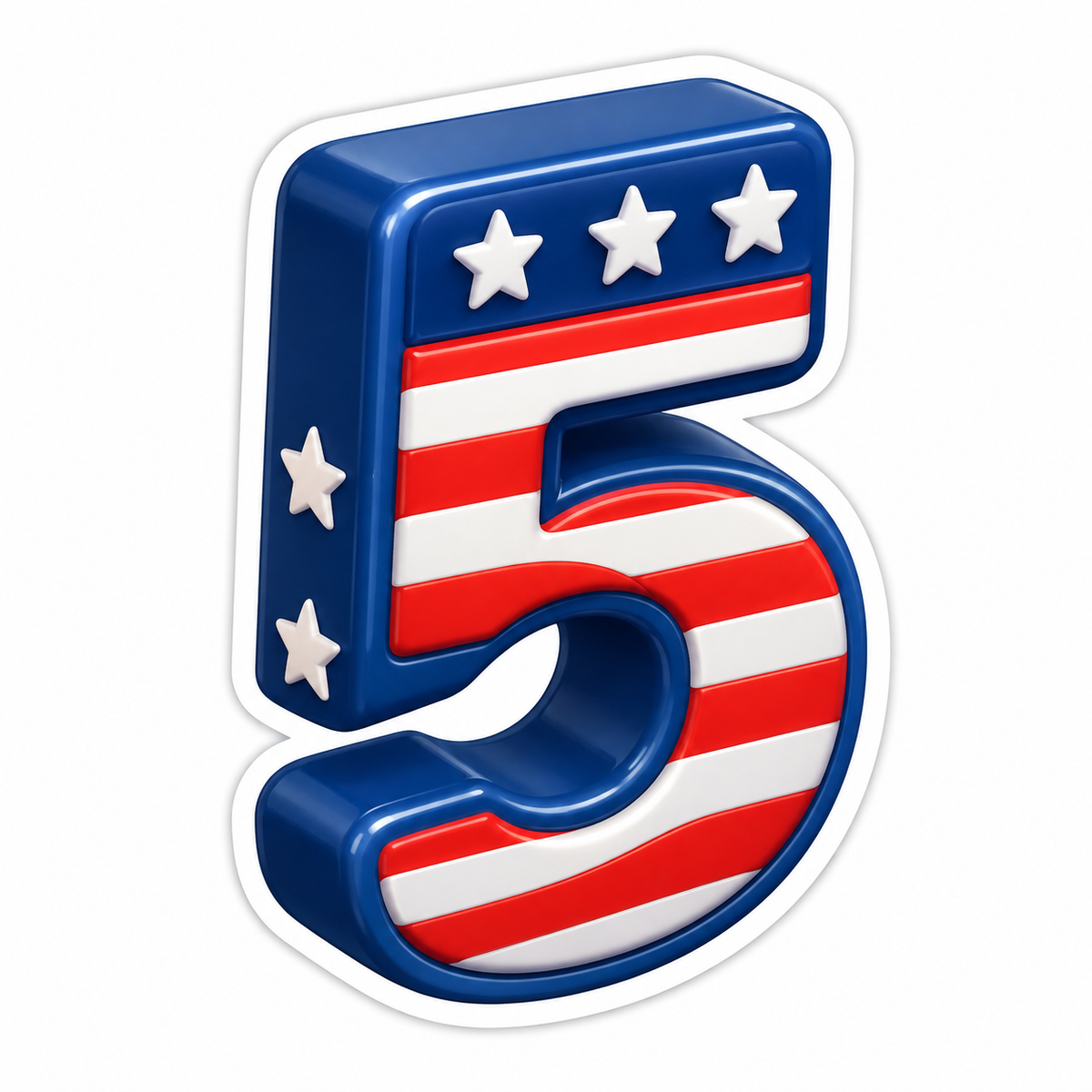 Upright Number 5 In Navy Vinyl Sticker Decal