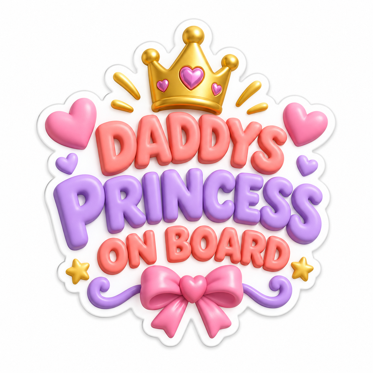 Daddys Princess On Board Vinyl Sticker Decal
