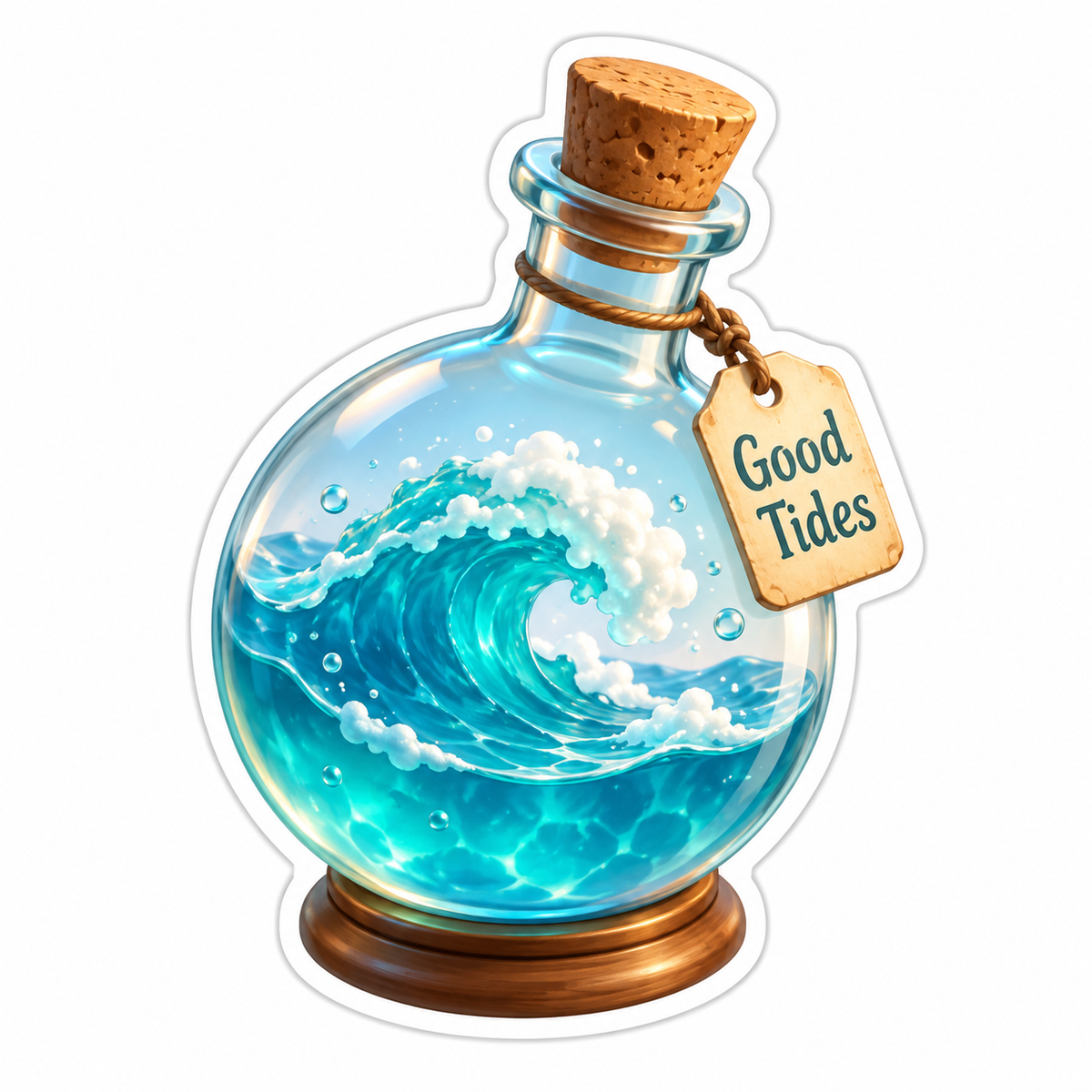 Alchemy Flask Turquoise Ocean Wave Vinyl Sticker Decal
