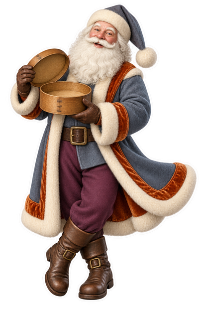 Santa Antique Bentwood Collar Box Vinyl Sticker Decal