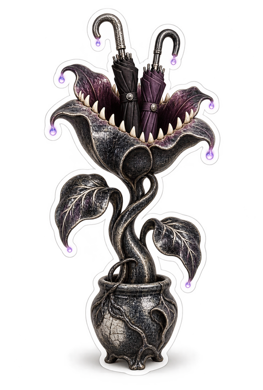 Black Raku Carnivorous Moonflower Umbrella Stand Vinyl Sticker Decal