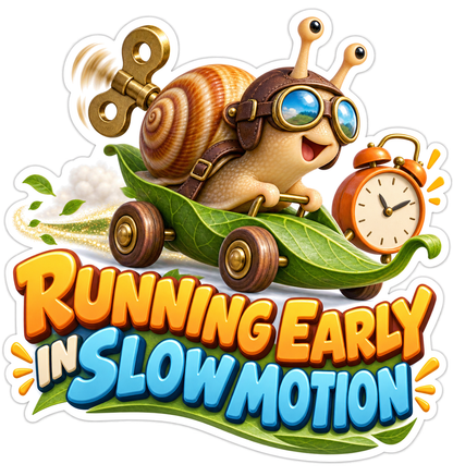 Running Early Slow Motion Snail Vinyl Sticker Decal
