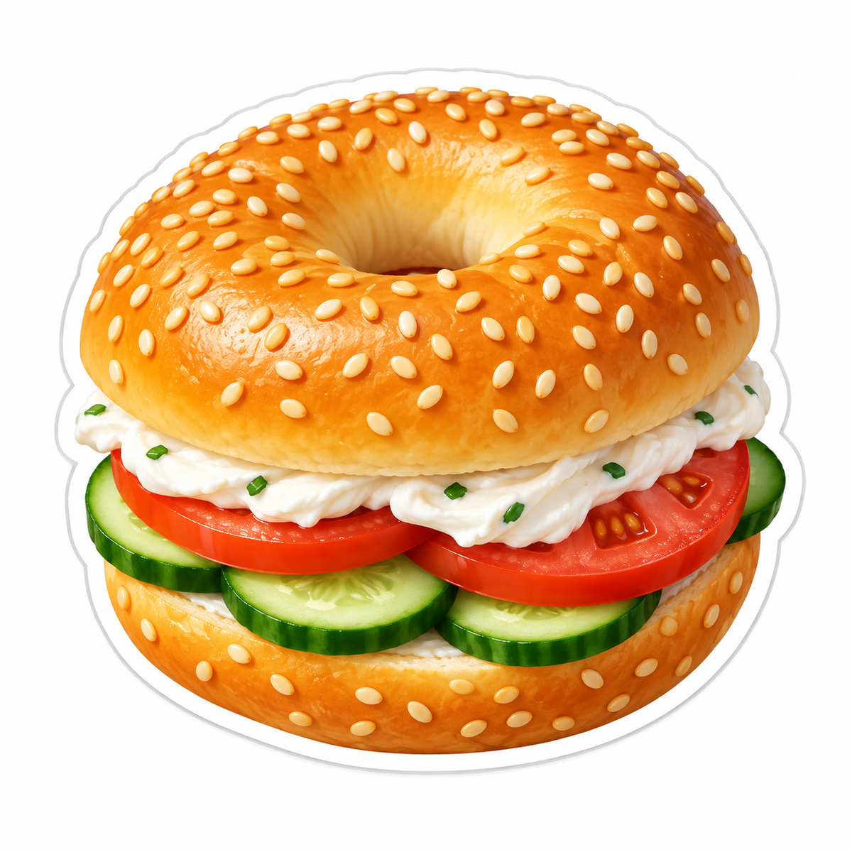 Golden Sesame Bagel Sandwich Filled Vinyl Sticker Decal