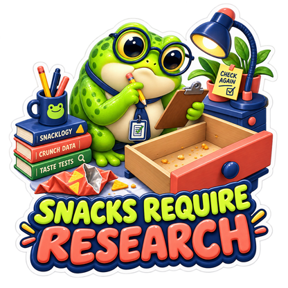 Snacks Require Research Frog Vinyl Sticker Decal