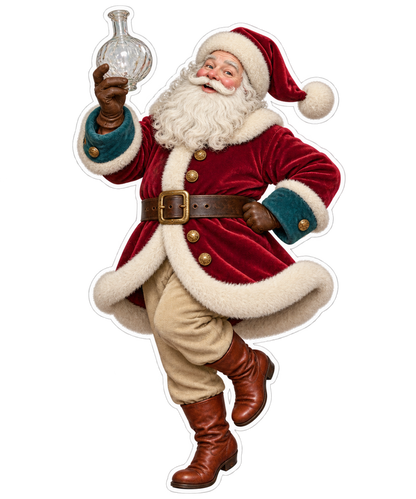 Santa Hand Blown Glass Penny Lick Vessel Vinyl Sticker Decal