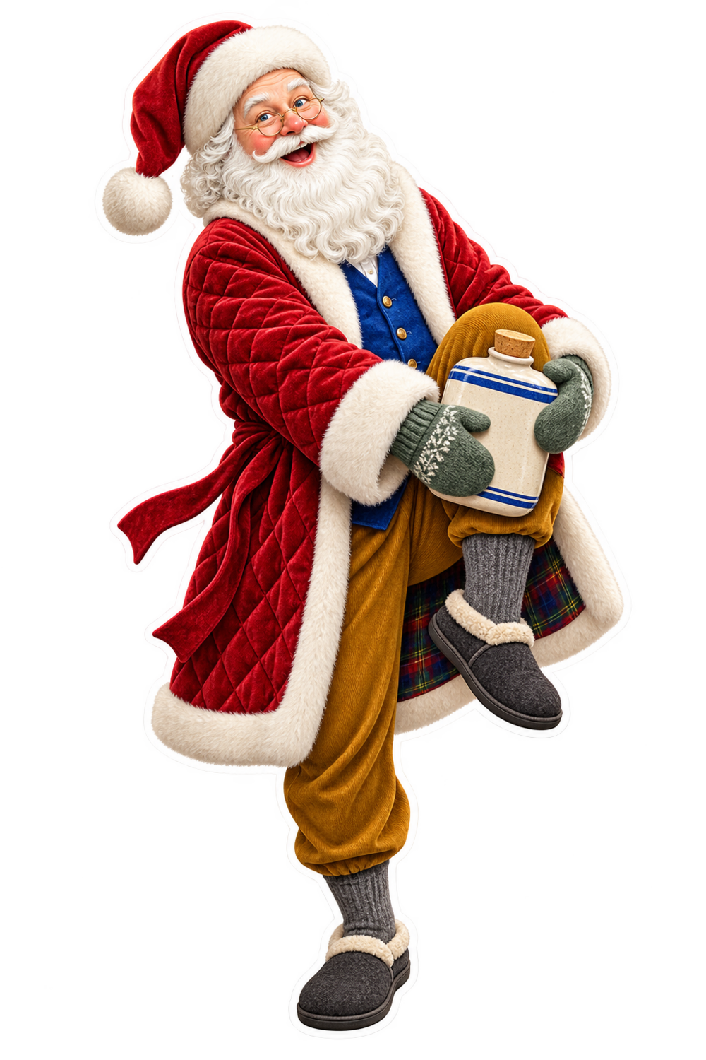 Santa Antique Stoneware Foot Warmer Vinyl Sticker Decal