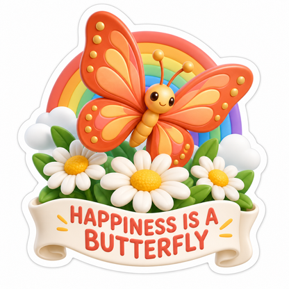 Happiness Is A Butterfly Vinyl Sticker Decal