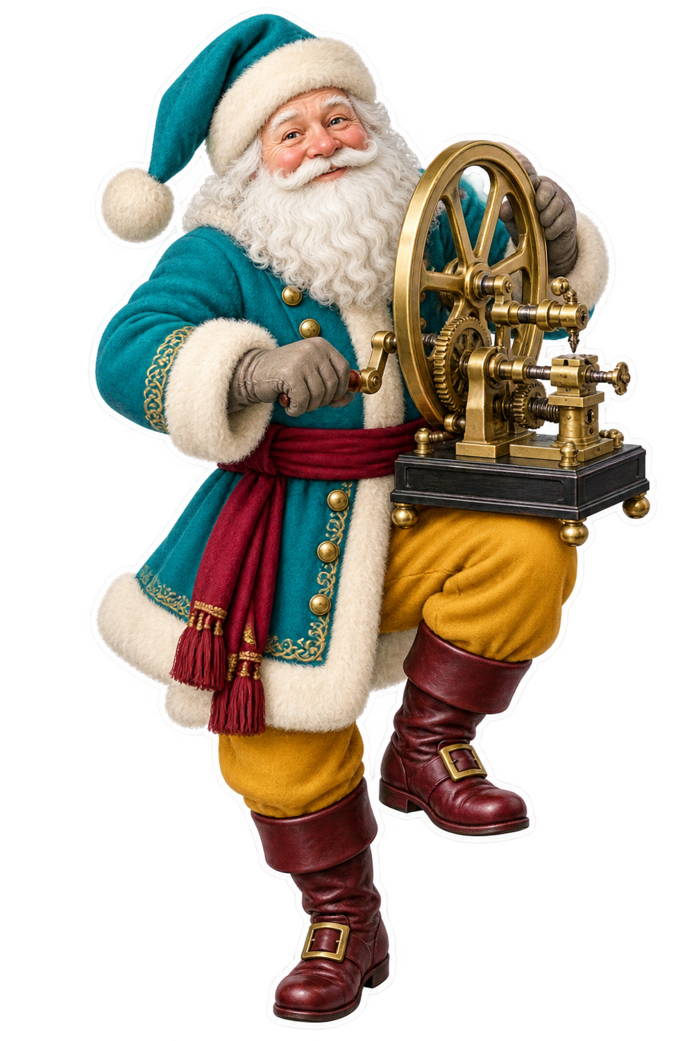 Santa Brass Clockmakers Wheel Cutting Engine Vinyl Sticker Decal