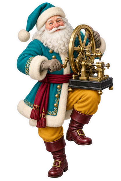 Santa Brass Clockmakers Wheel Cutting Engine Vinyl Sticker Decal