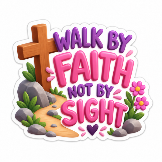 Walk By Faith Not By Sight Pink Purple Vinyl Sticker Decal