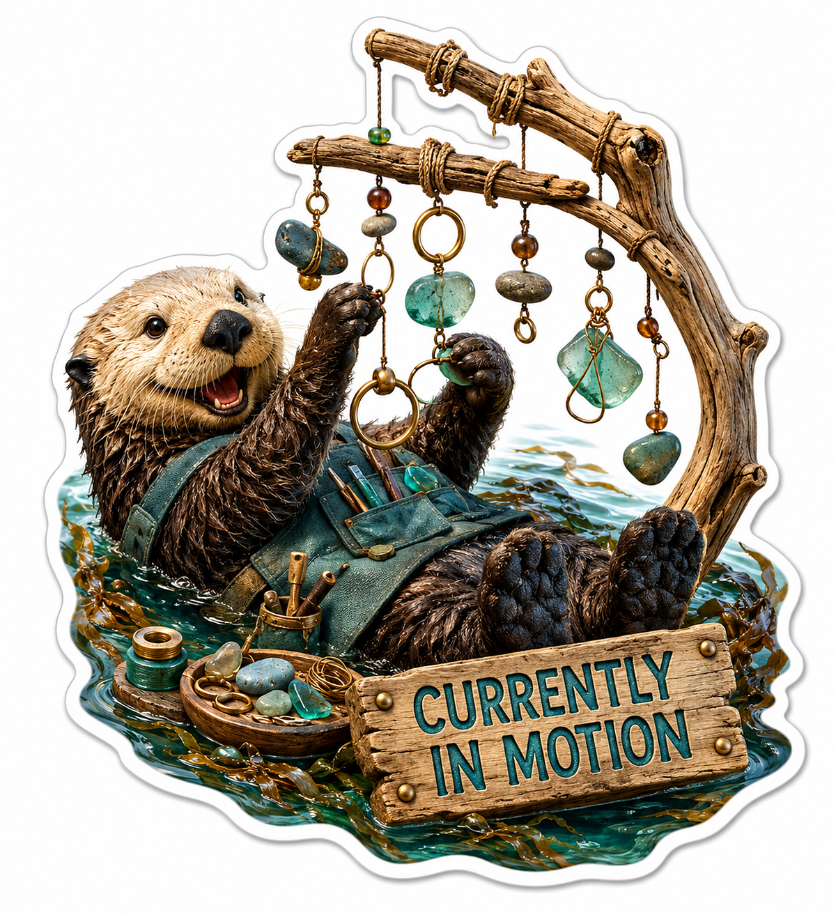 Currently in Motion Otter Baby Mobile Vinyl Sticker Decal