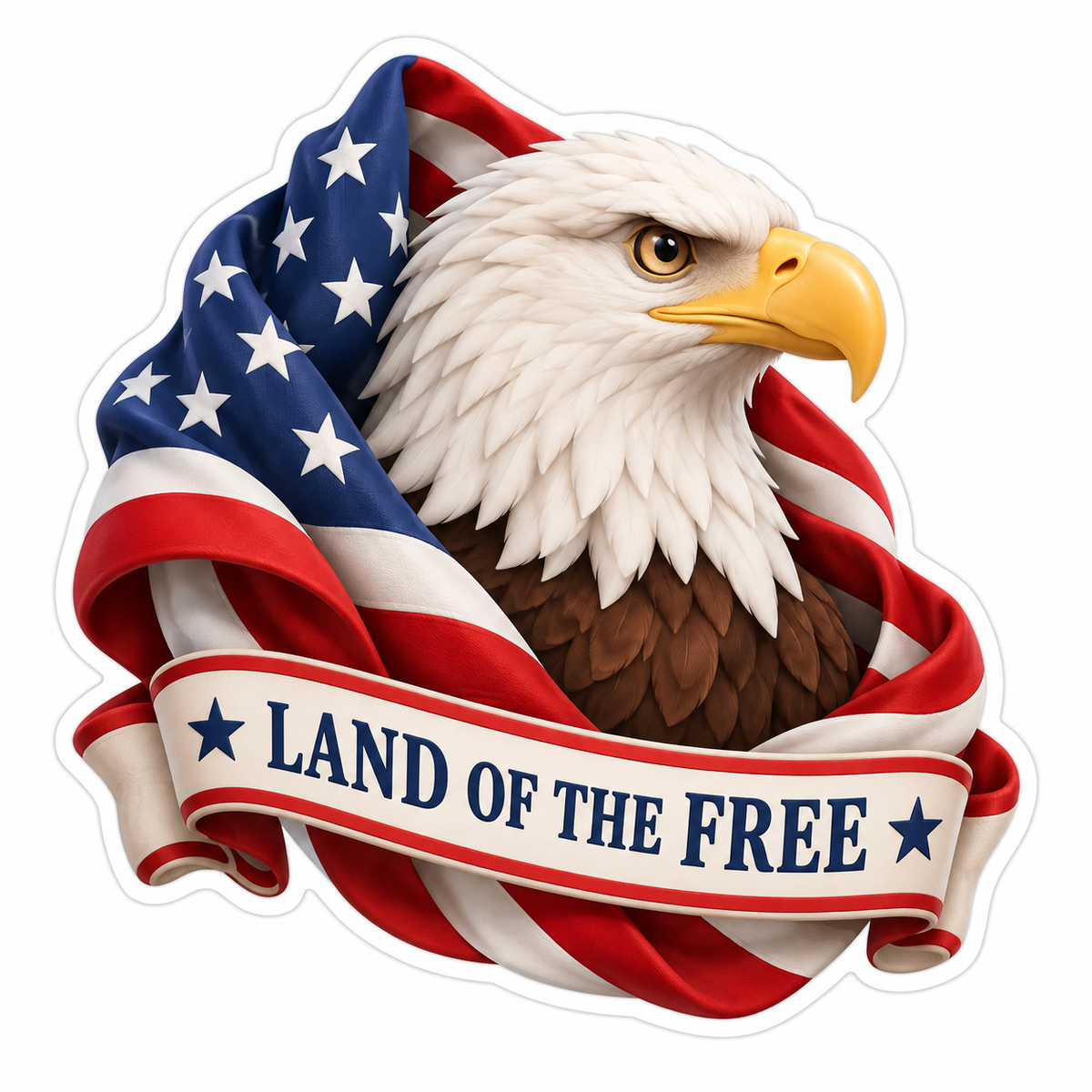 Bald Eagle Profile Patriotic Fabric Vinyl Sticker Decal