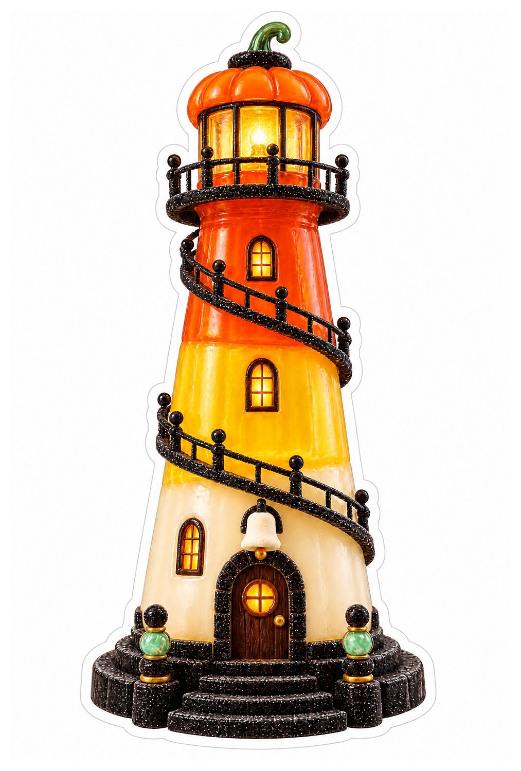 Candy Corn Lighthouse with Spiral Staircase Vinyl Sticker Decal