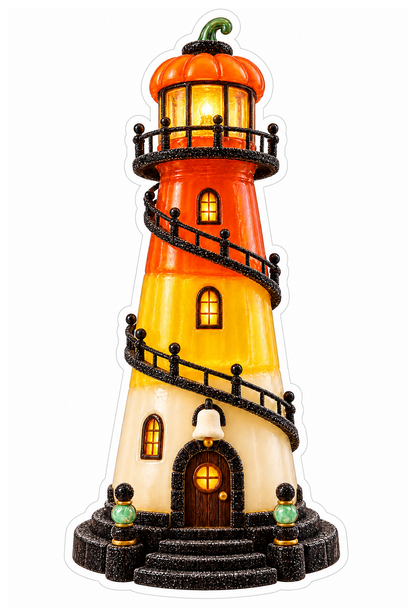 Candy Corn Lighthouse with Spiral Staircase Vinyl Sticker Decal