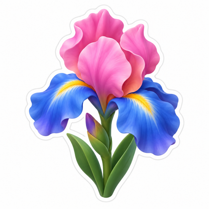 Pink Blue Abstract Iris Bloom Vinyl Sticker Decal