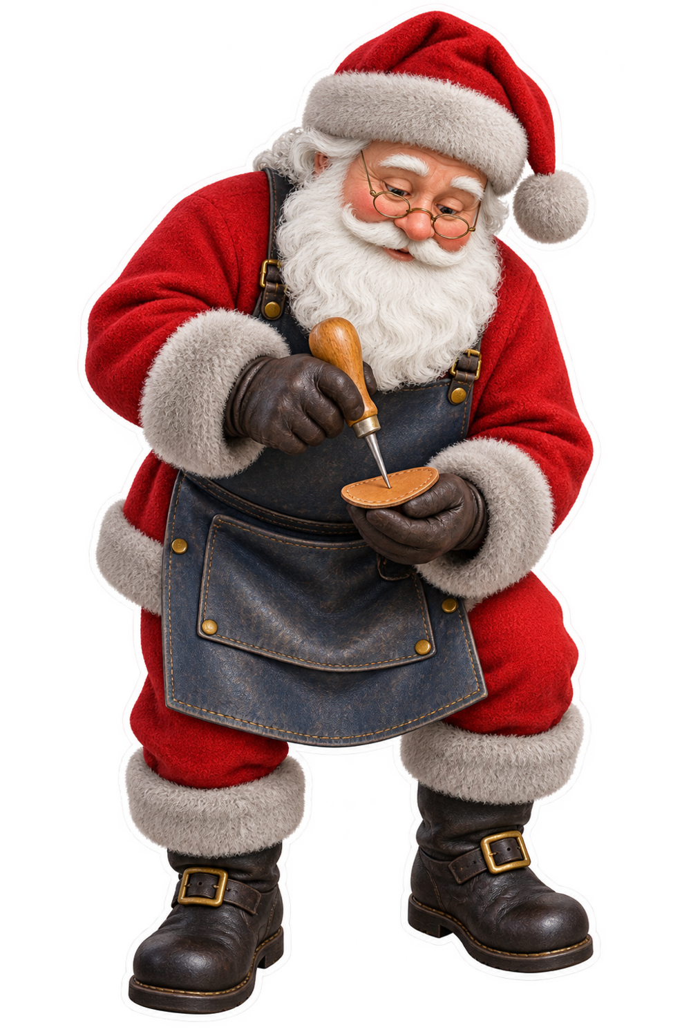 Santa Antique Cobblers Peg Awl Vinyl Sticker Decal