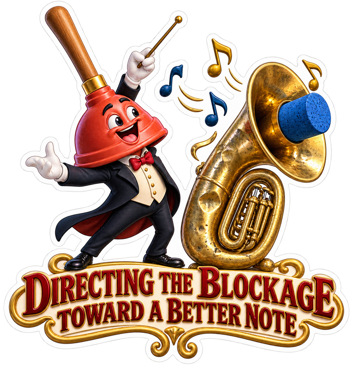 Plunger Tuba Conductor Vinyl Sticker Decal
