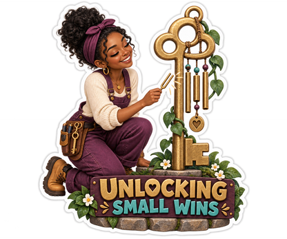 Unlocking Small Wins Woman with Keys Vinyl Sticker Decal
