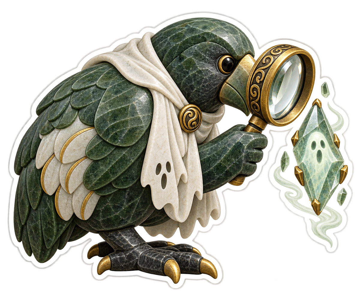 Soapstone Takahe Ghost Jewelry Loupe Curator Vinyl Sticker Decal